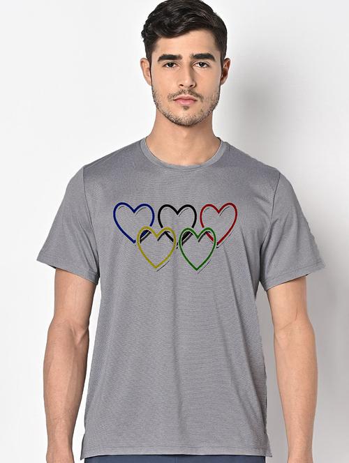 men grey round neck regular fit t-shirt - 21842445 - Standard Image - 0