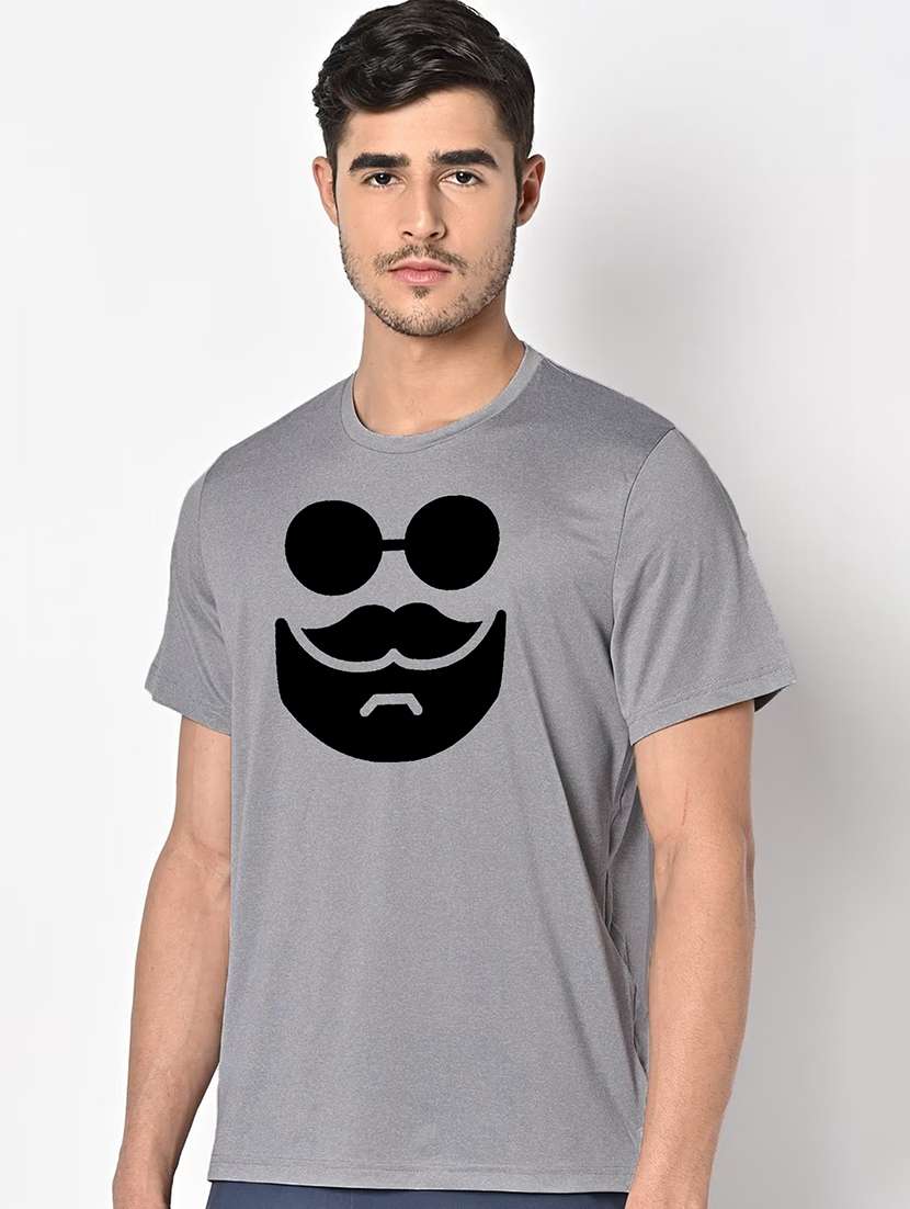 men grey round neck regular fit t-shirt - 21842453 -  Standard Image - 1