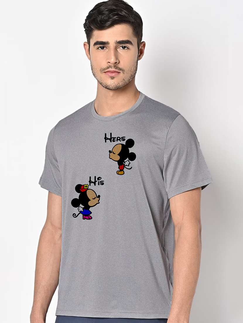 men grey round neck regular fit t-shirt - 21842454 -  Standard Image - 1