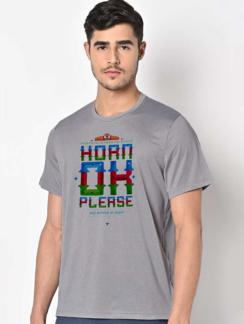 men grey round neck regular fit t-shirt - 21842455 -  Standard Image - 1