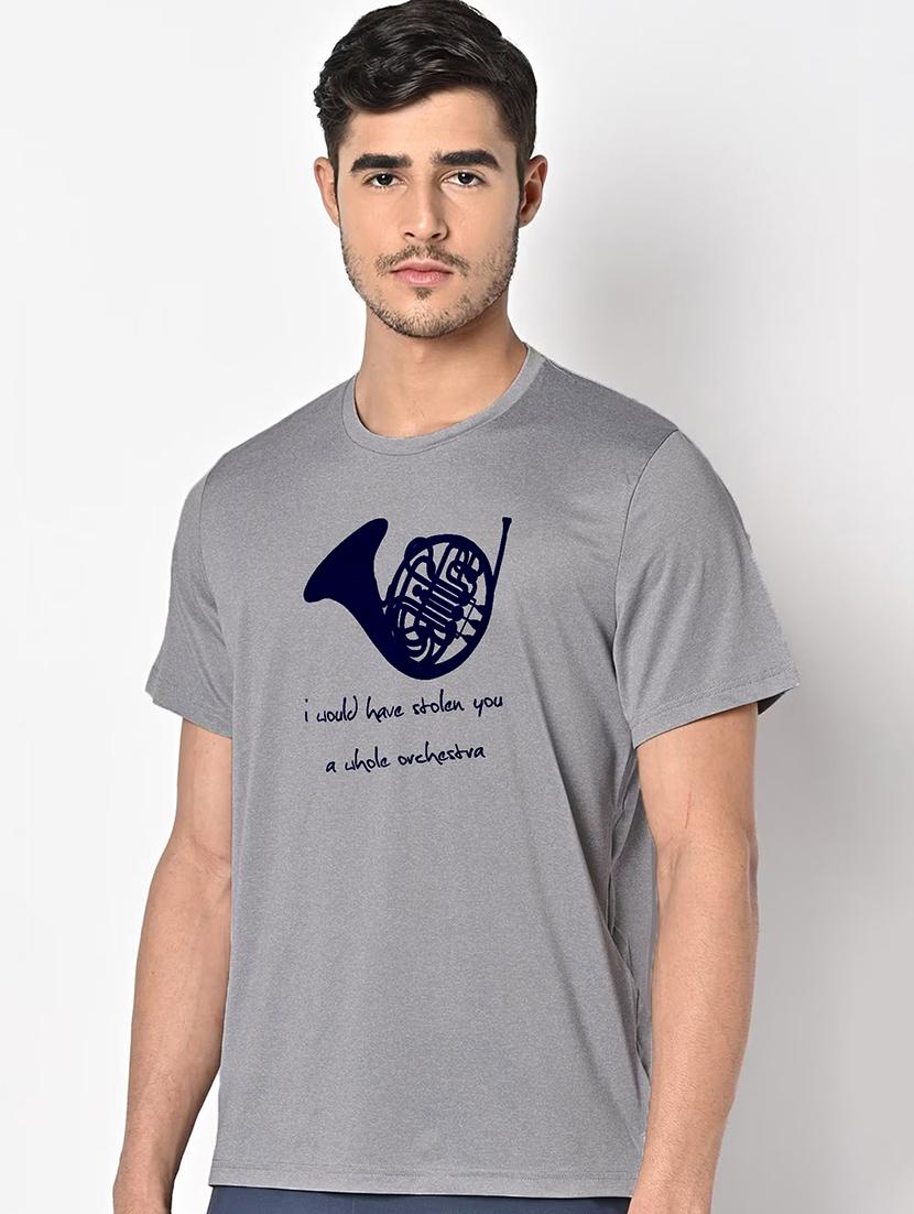 men grey round neck regular fit t-shirt - 21842459 -  Standard Image - 1
