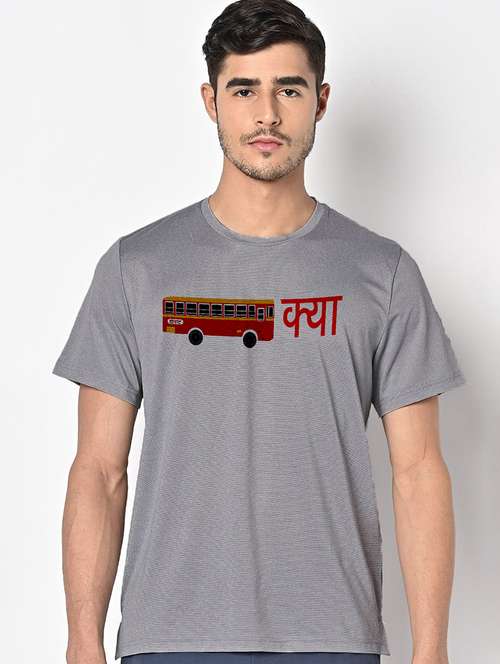men grey round neck regular fit t-shirt - 21842460 -  Standard Image - 0