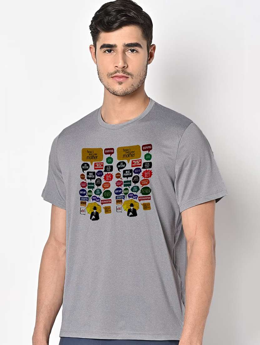 men grey round neck regular fit t-shirt - 21842462 -  Standard Image - 1