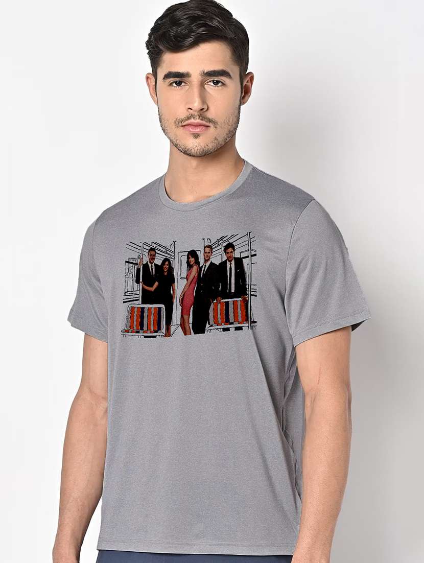 men grey round neck regular fit t-shirt - 21842463 -  Standard Image - 1