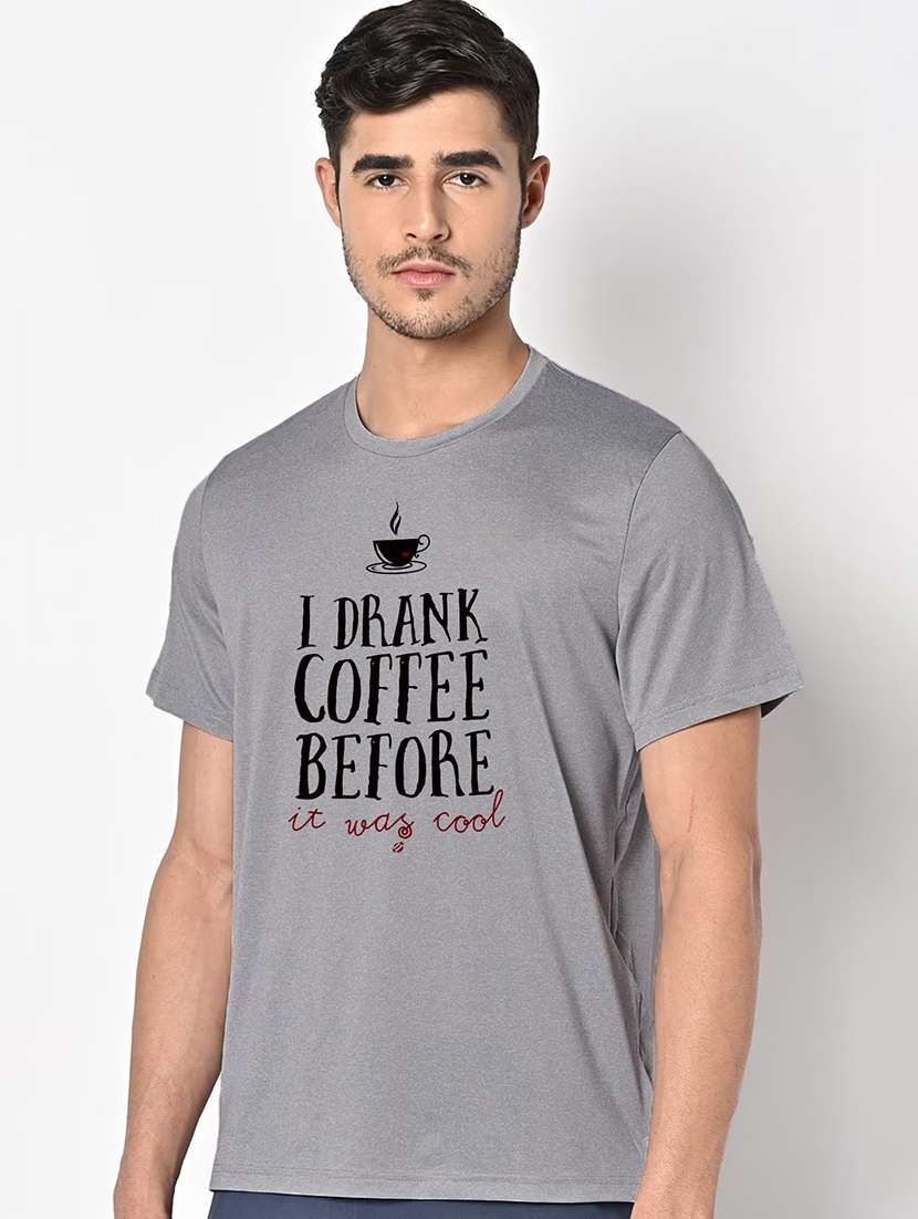 men grey round neck regular fit t-shirt - 21842475 -  Standard Image - 1