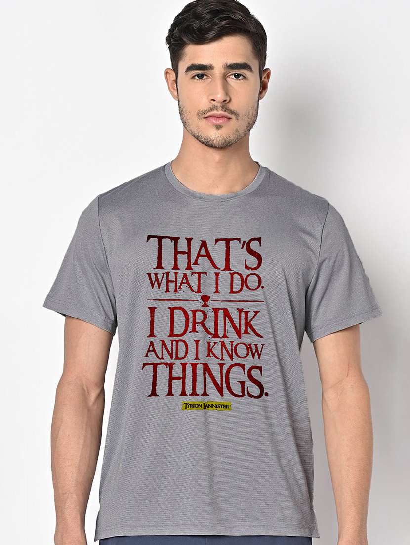 men grey round neck regular fit t-shirt