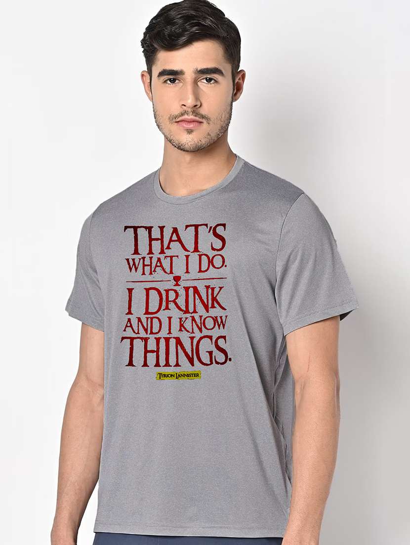 men grey round neck regular fit t-shirt - 21842476 -  Standard Image - 1