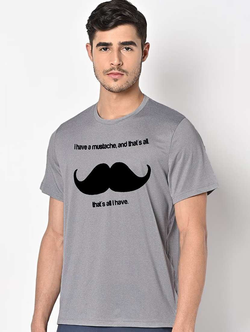 men grey round neck regular fit t-shirt - 21842477 - Standard Image - 1