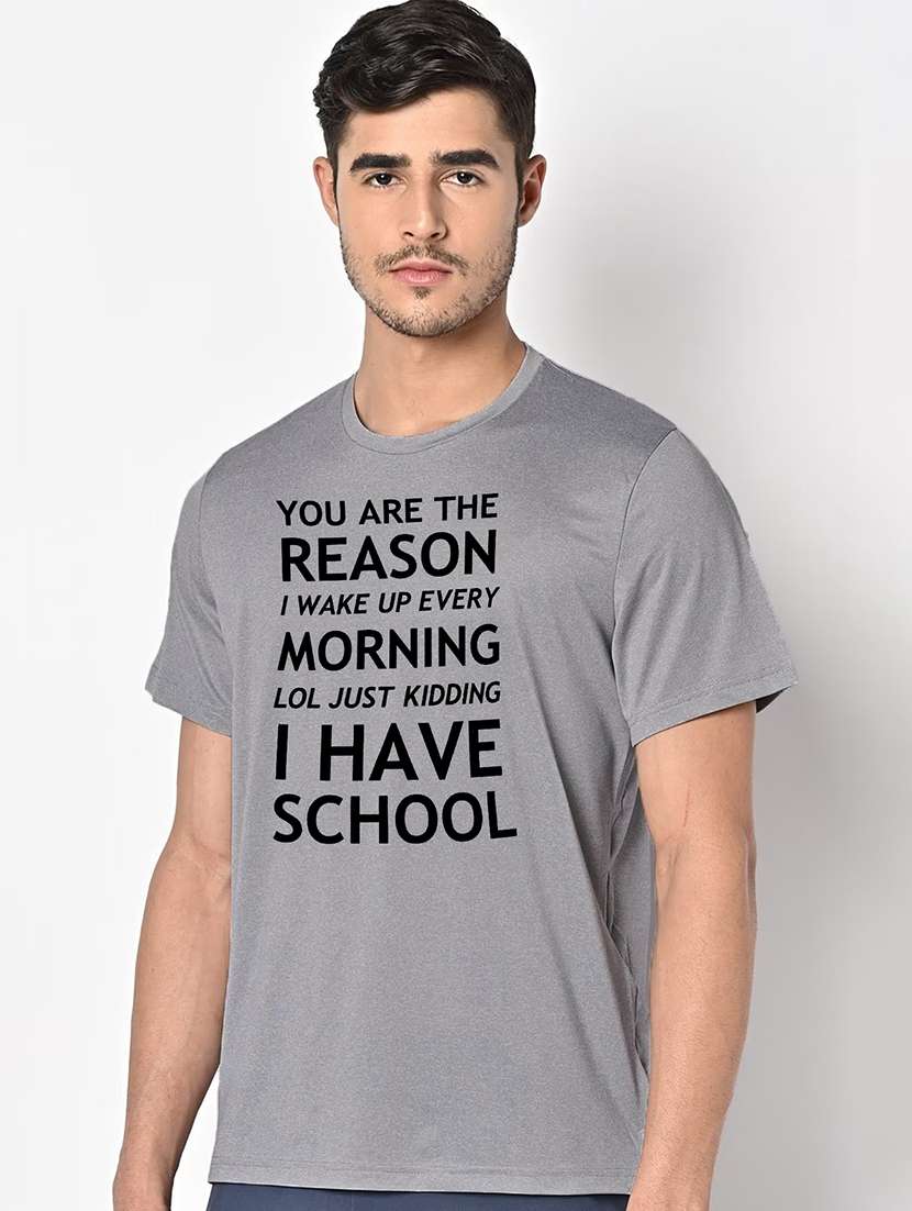 men grey round neck regular fit t-shirt - 21842479 -  Standard Image - 1