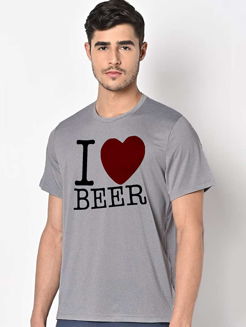 men grey round neck regular fit t-shirt - 21842485 -  Standard Image - 1