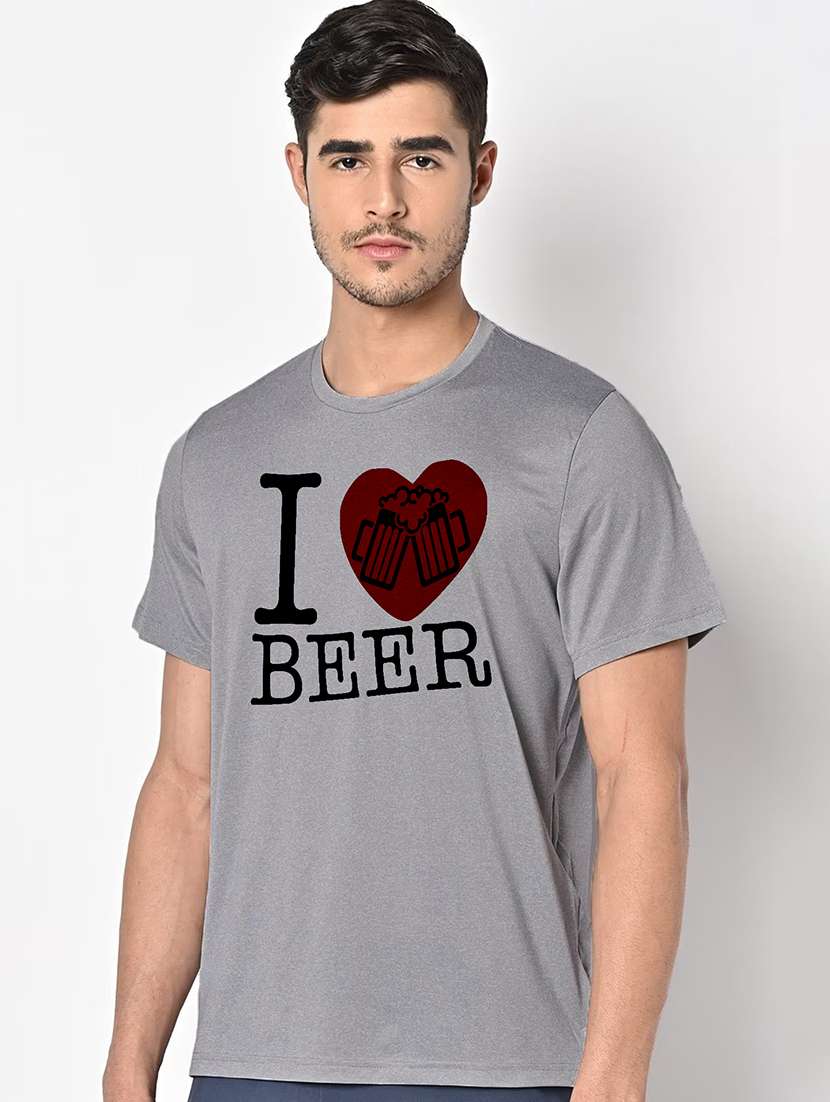 men grey round neck regular fit t-shirt - 21842486 -  Standard Image - 1