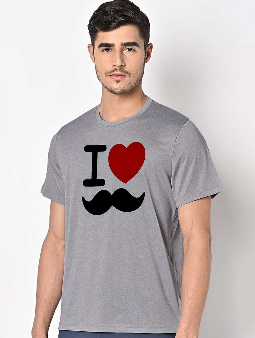 men grey round neck regular fit t-shirt - 21842491 -  Standard Image - 1