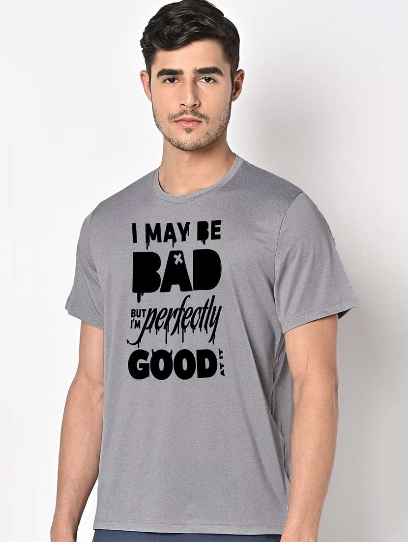 men grey round neck regular fit t-shirt - 21842502 -  Standard Image - 1