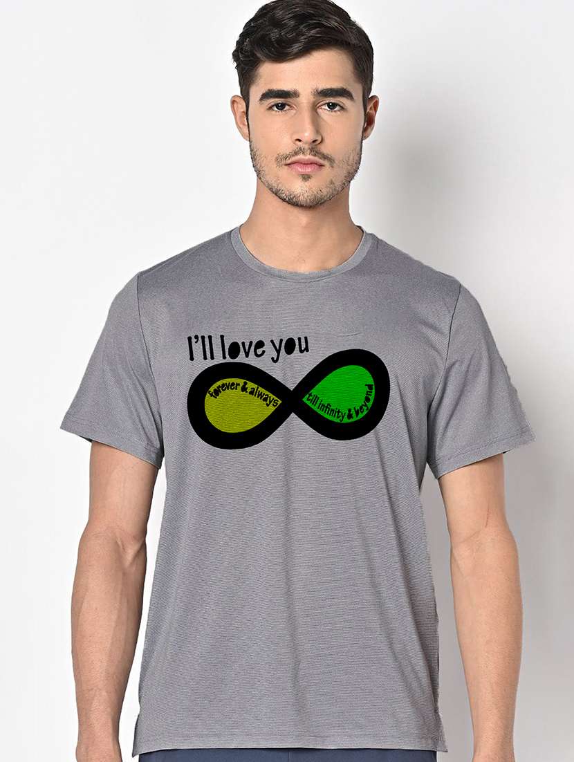 men grey round neck regular fit t-shirt