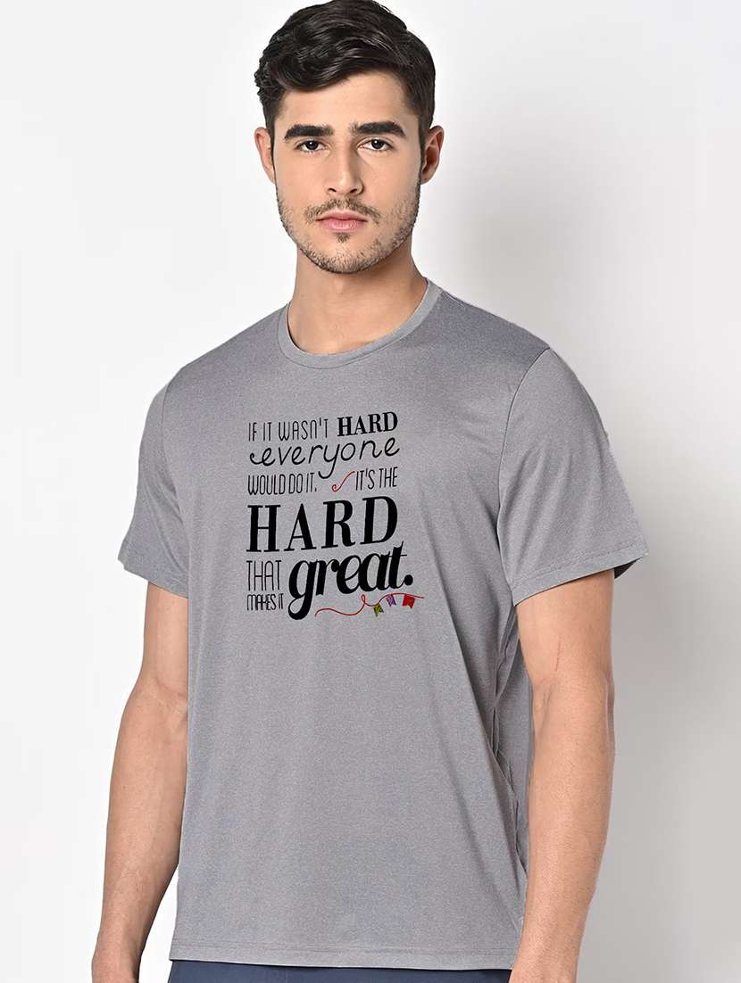 men grey round neck regular fit t-shirt - 21842507 -  Standard Image - 1