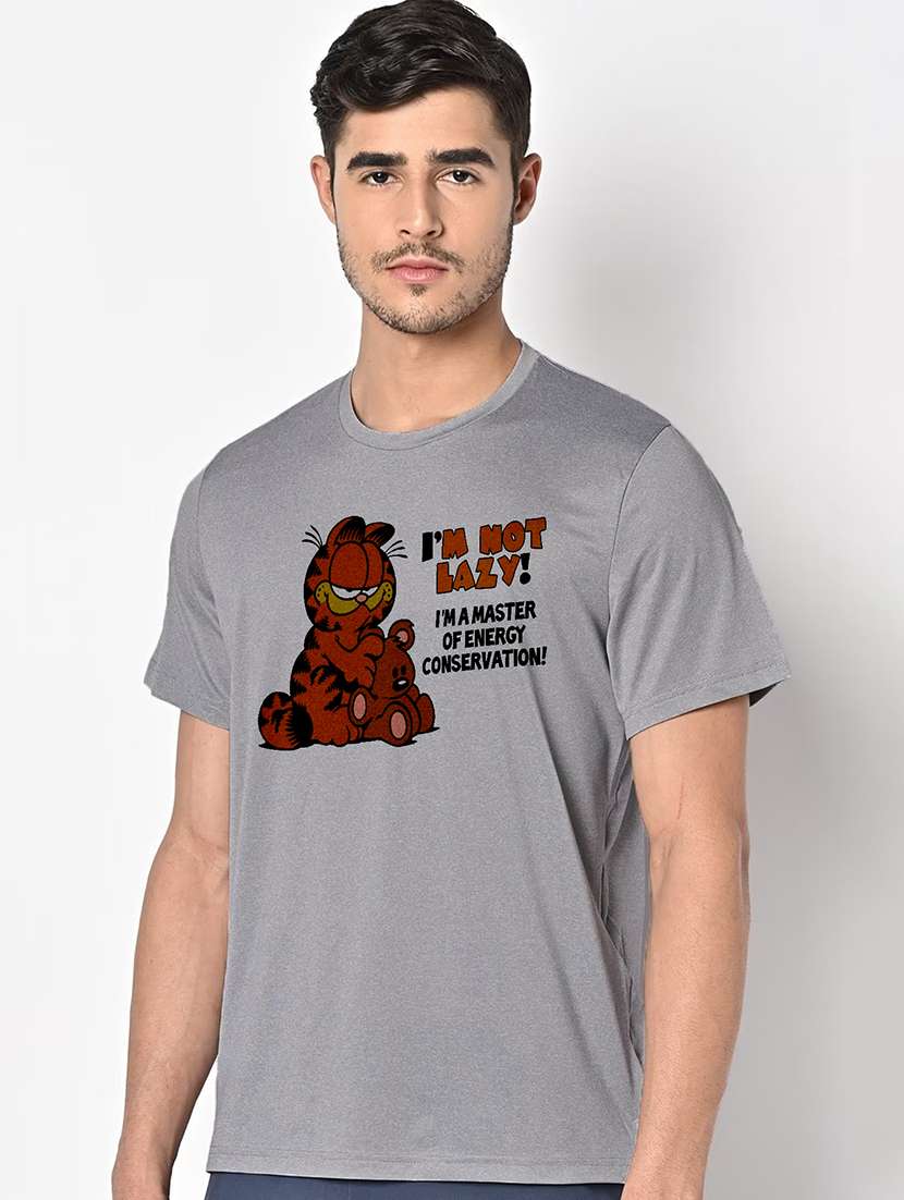 men grey round neck regular fit t-shirt - 21842514 -  Standard Image - 1