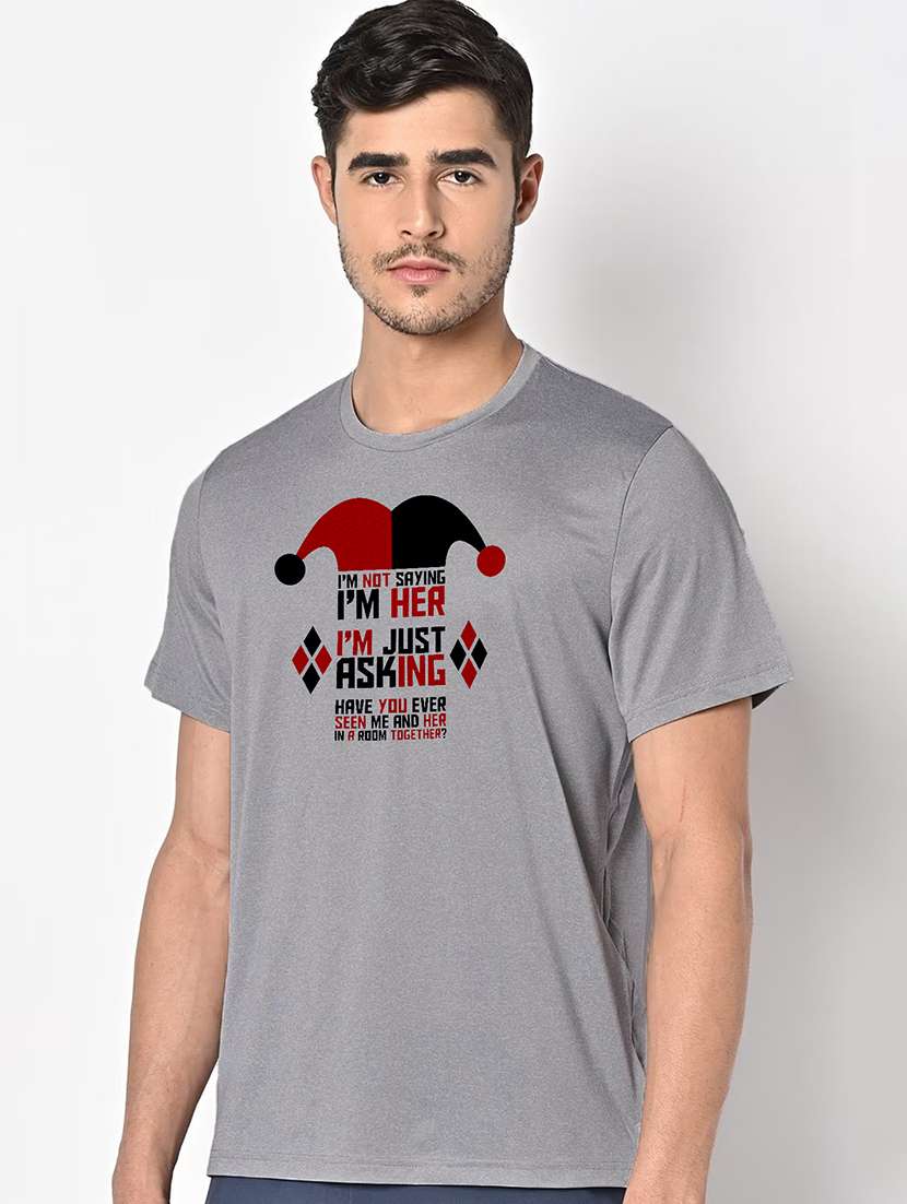 men grey round neck regular fit t-shirt - 21842517 -  Standard Image - 1