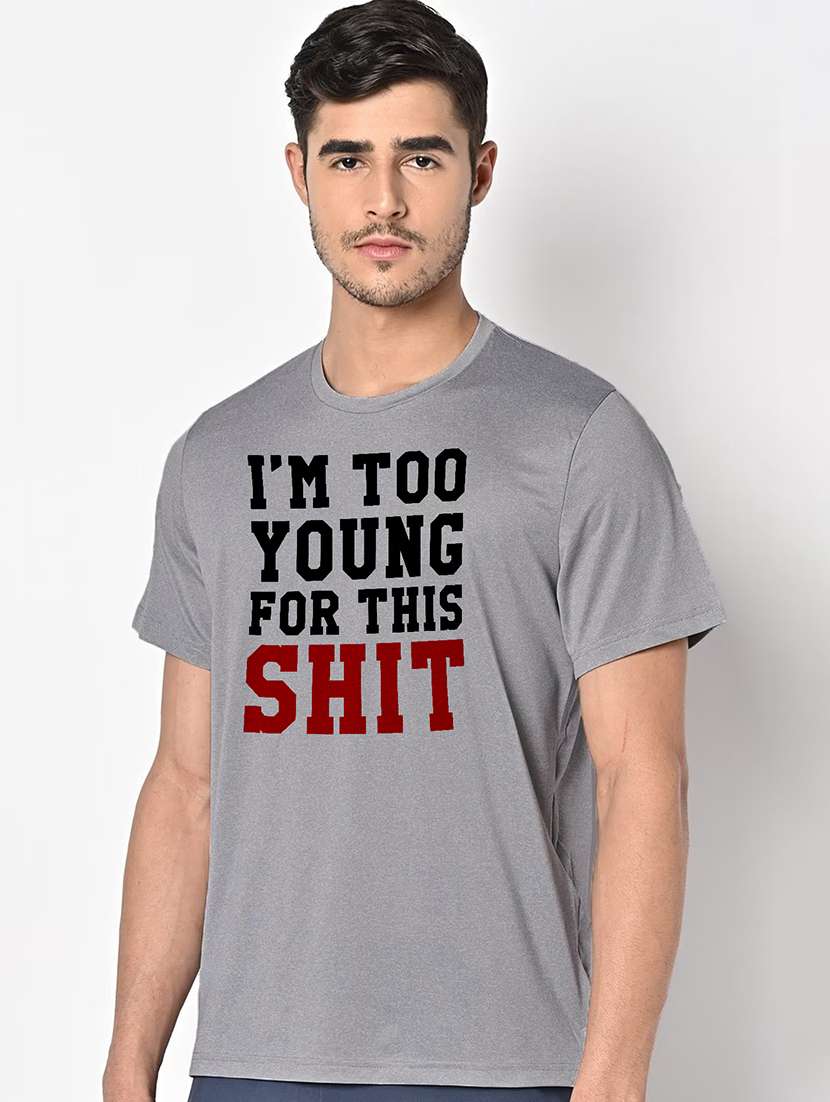 men grey round neck regular fit t-shirt - 21842520 -  Standard Image - 1