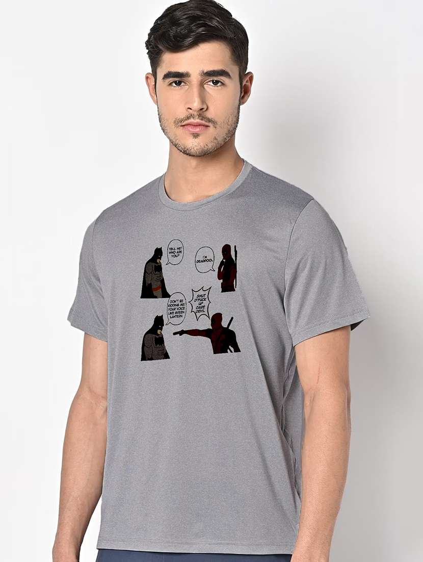 men grey round neck regular fit t-shirt - 21842526 -  Standard Image - 1