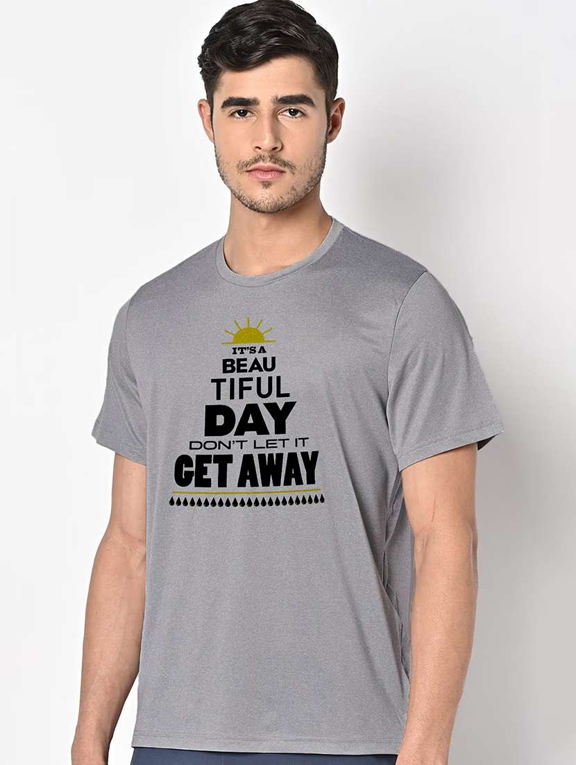 men grey round neck regular fit t-shirt - 21842531 -  Standard Image - 1