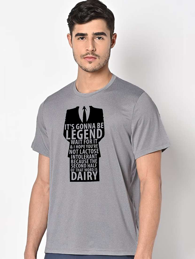 men grey round neck regular fit t-shirt - 21842532 -  Standard Image - 1