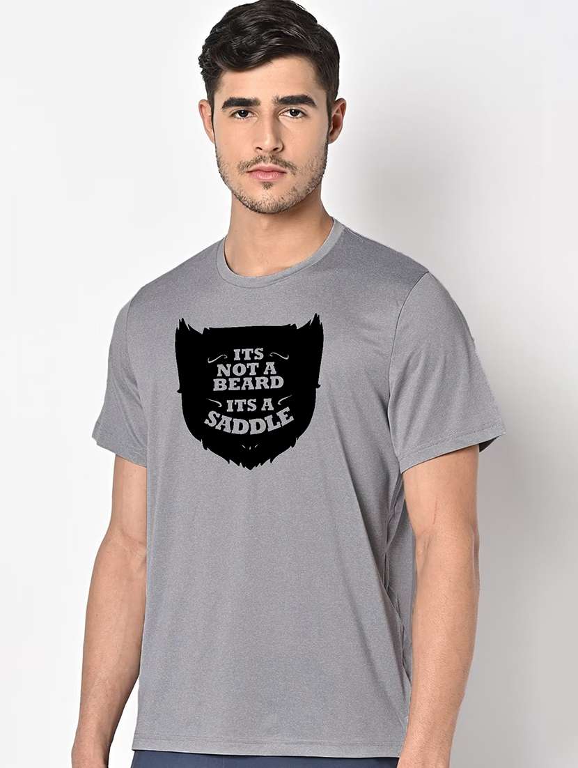 men grey round neck regular fit t-shirt - 21842533 - Standard Image - 1