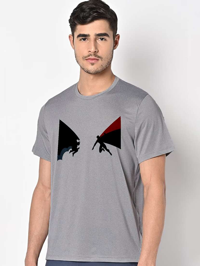 men grey round neck regular fit t-shirt - 21842537 -  Standard Image - 1