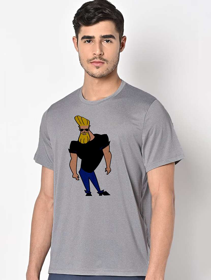 men grey round neck regular fit t-shirt - 21842539 -  Standard Image - 1