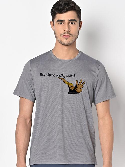 men grey round neck regular fit t-shirt - 21842542 - Standard Image - 0