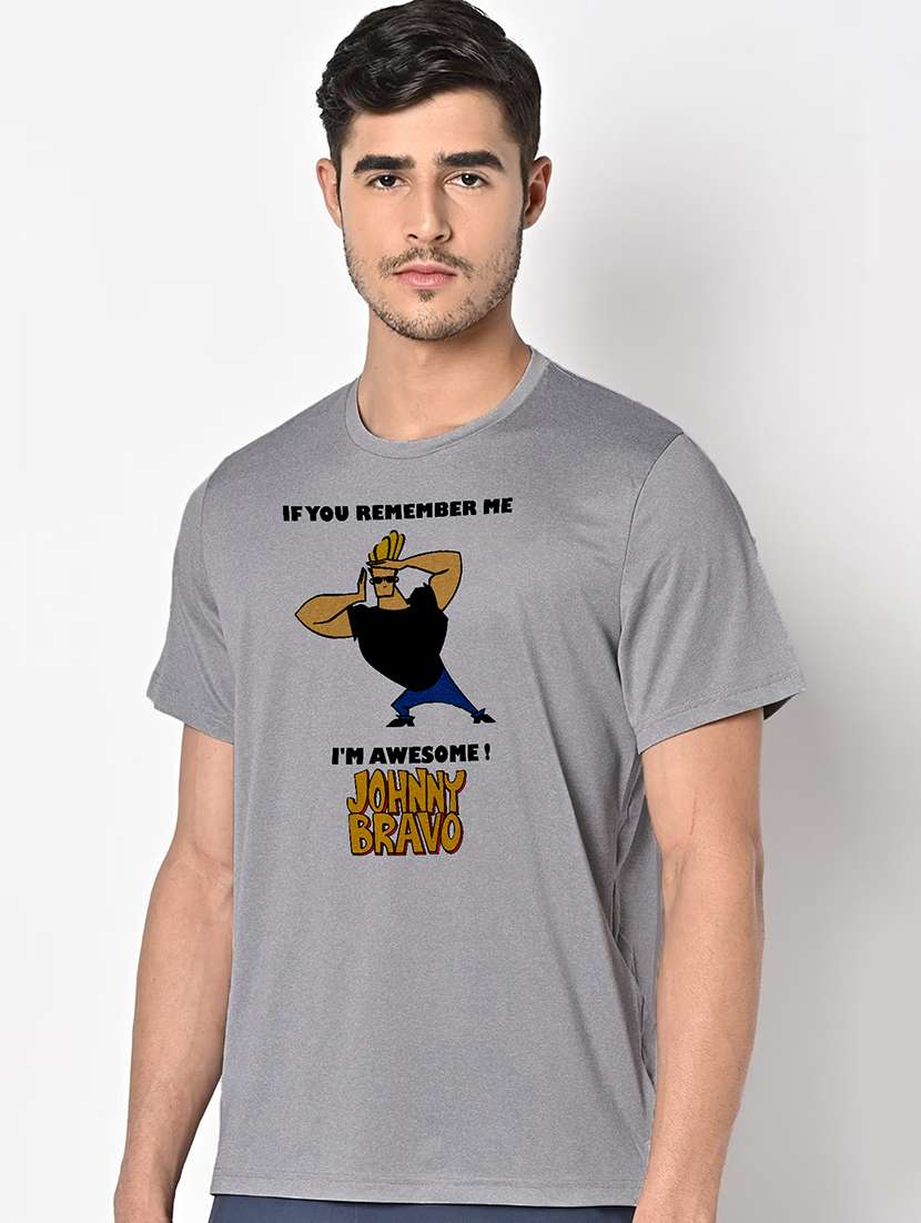 men grey round neck regular fit t-shirt - 21842543 -  Standard Image - 1