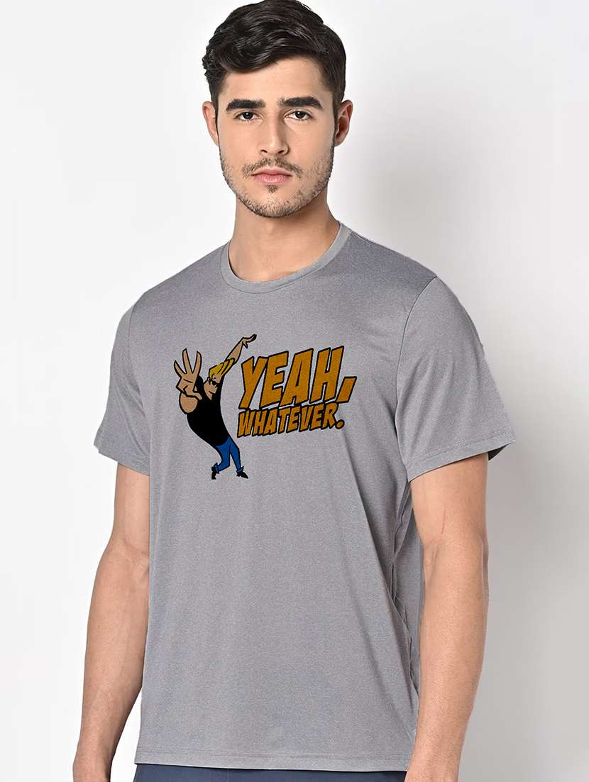 men grey round neck regular fit t-shirt - 21842545 - Standard Image - 1