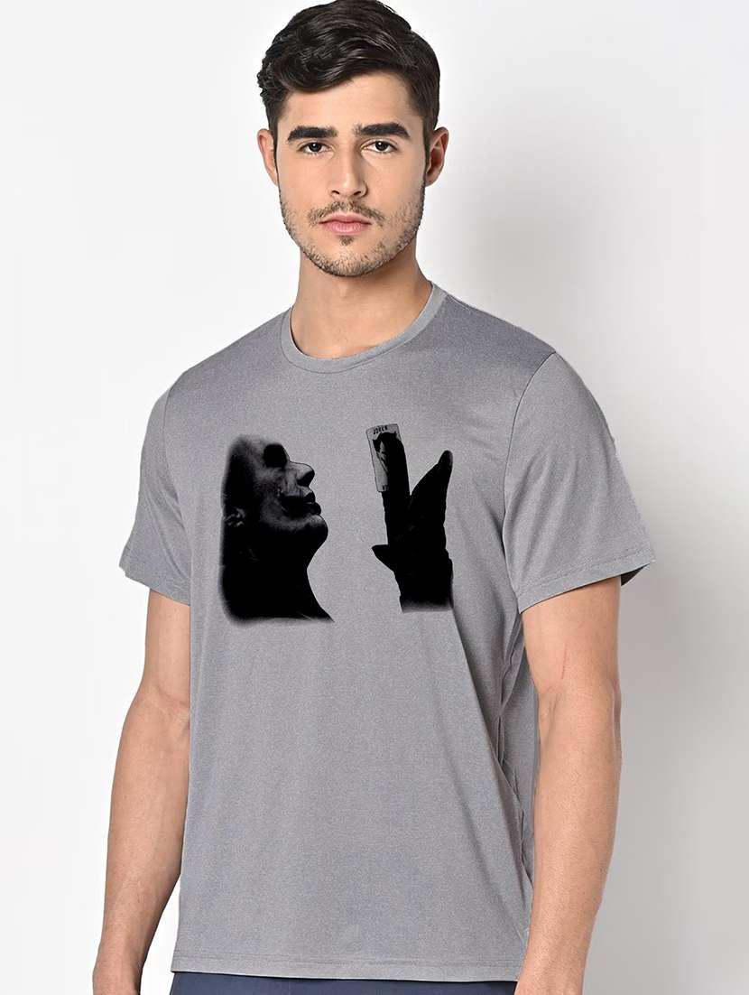 men grey round neck regular fit t-shirt - 21842552 - Standard Image - 1