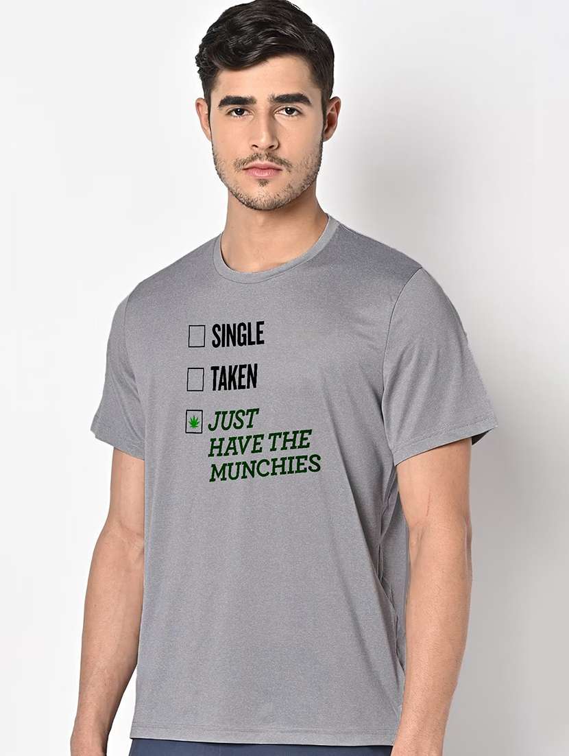 men grey round neck regular fit t-shirt - 21842555 - Standard Image - 1