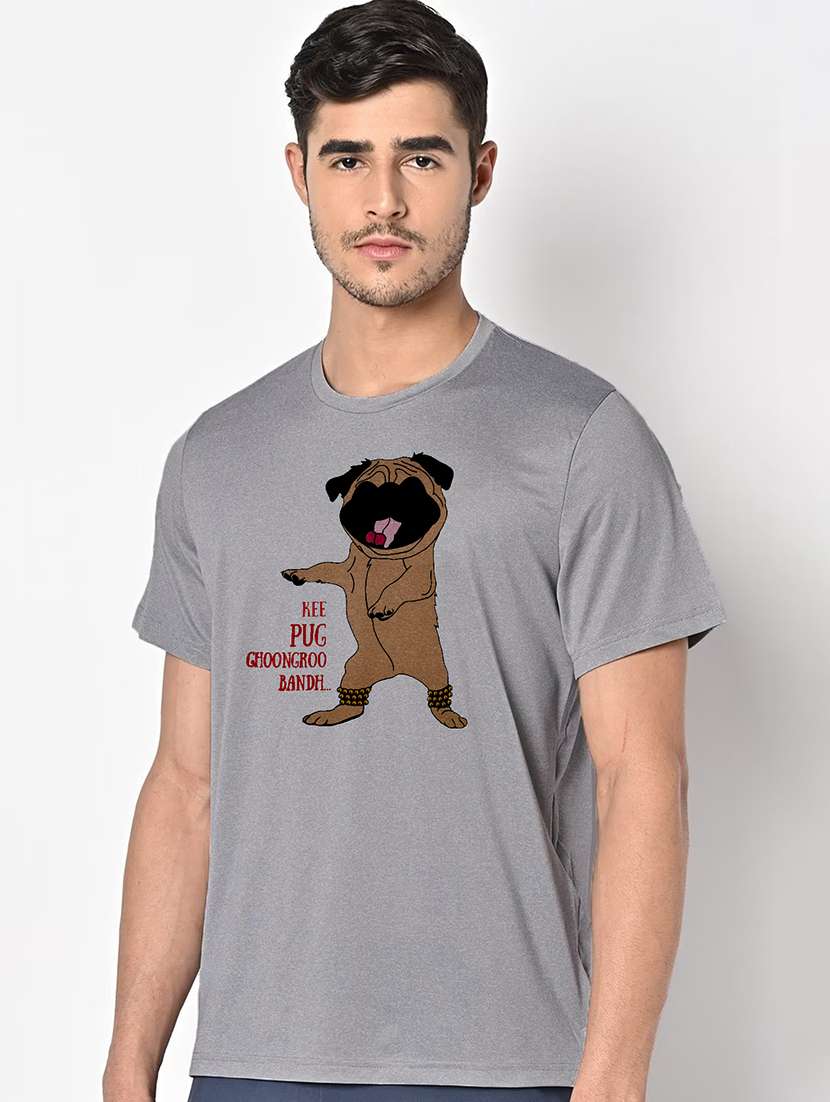 men grey round neck regular fit t-shirt - 21842560 -  Standard Image - 1