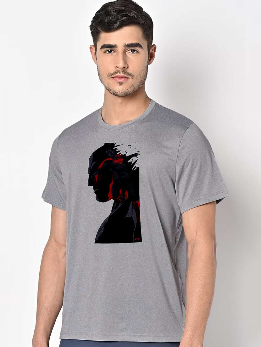 men grey round neck regular fit t-shirt - 21842563 -  Standard Image - 1