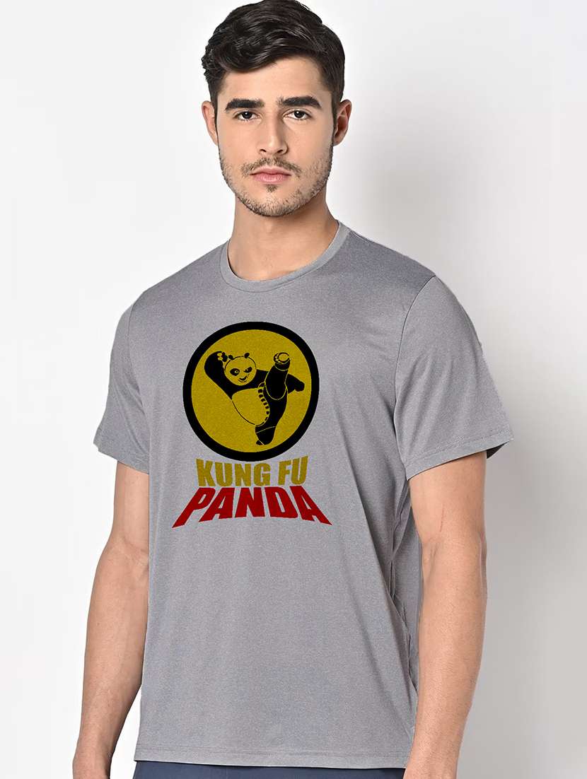 men grey round neck regular fit t-shirt - 21842569 - Standard Image - 1