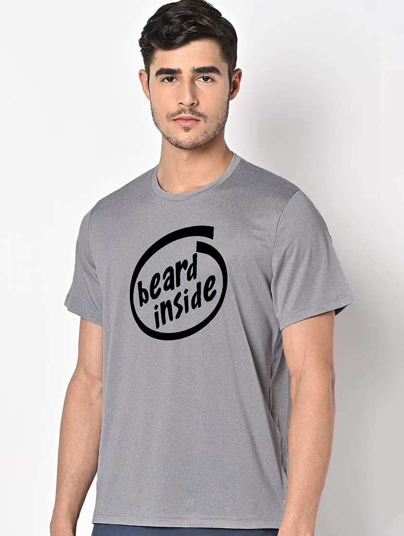 men grey round neck regular fit t-shirt - 21842570 -  Standard Image - 1