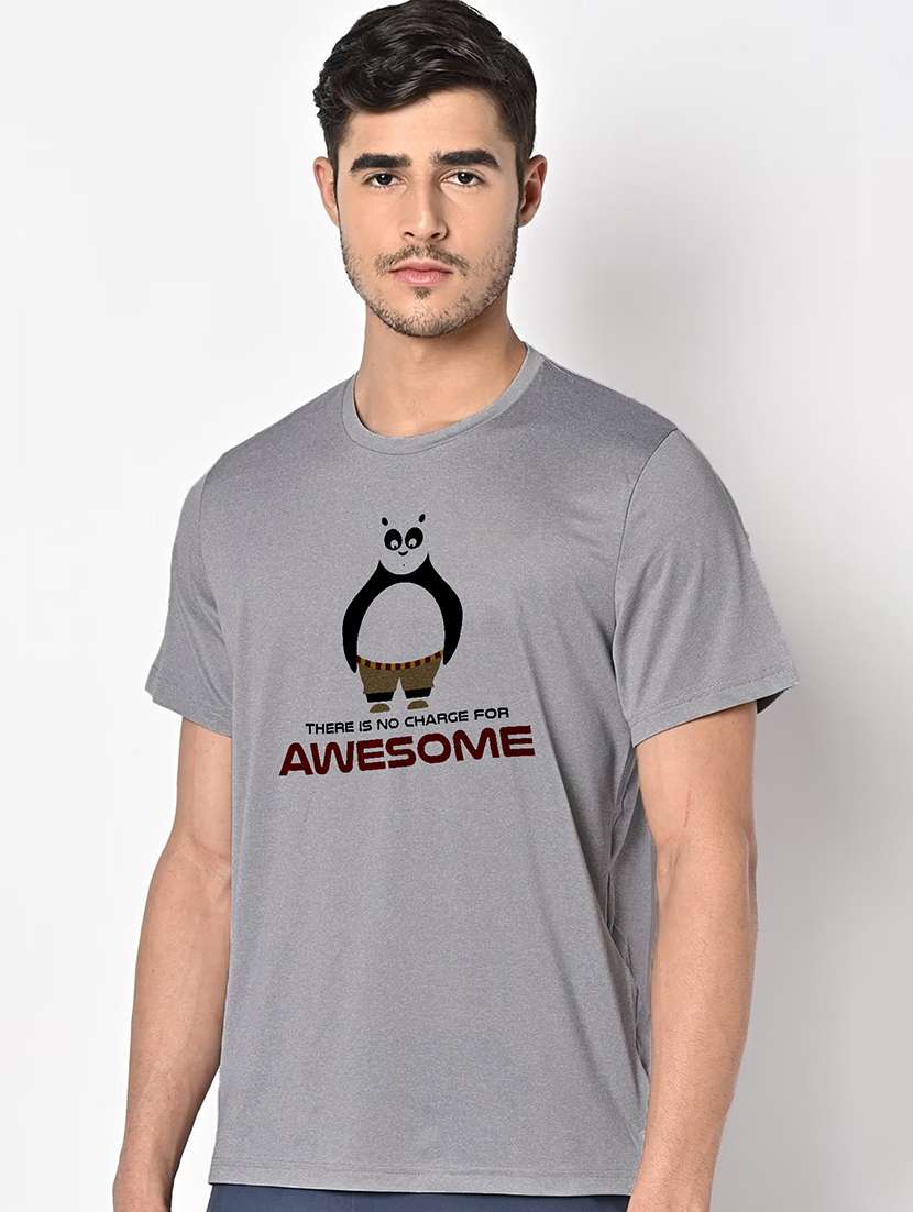 men grey round neck regular fit t-shirt - 21842571 -  Standard Image - 1