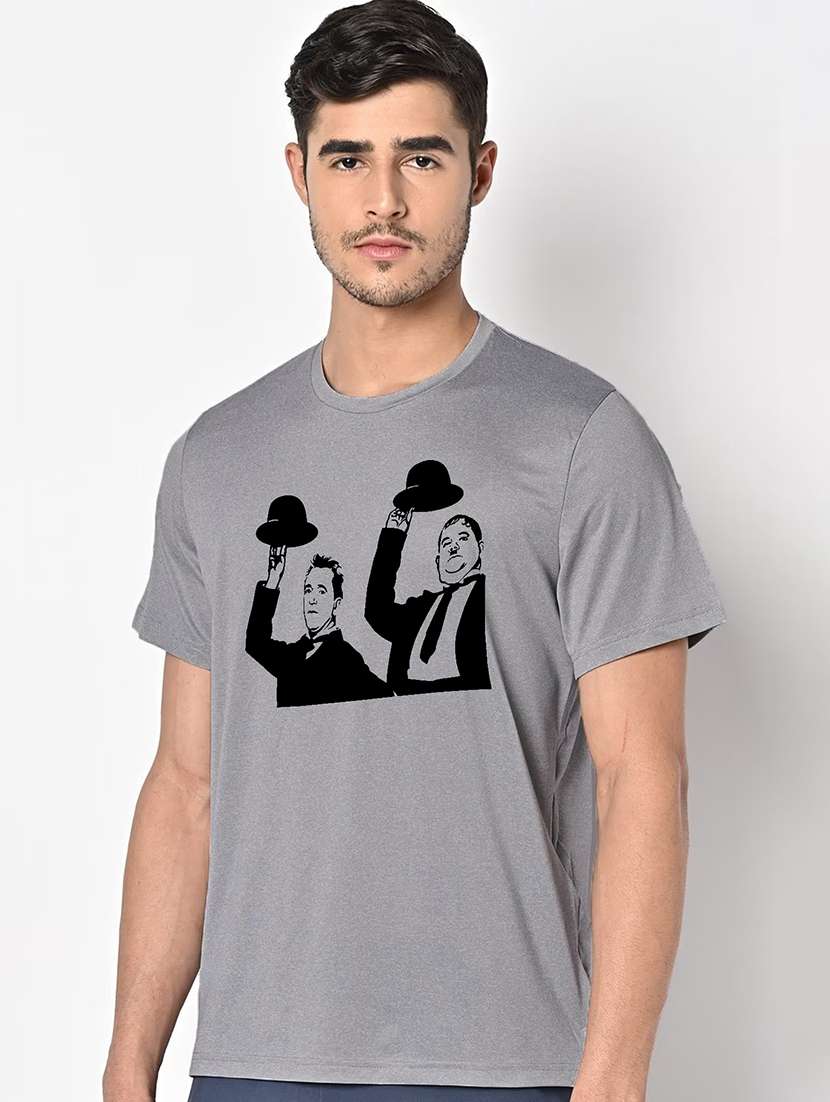 men grey round neck regular fit t-shirt - 21842574 -  Standard Image - 1