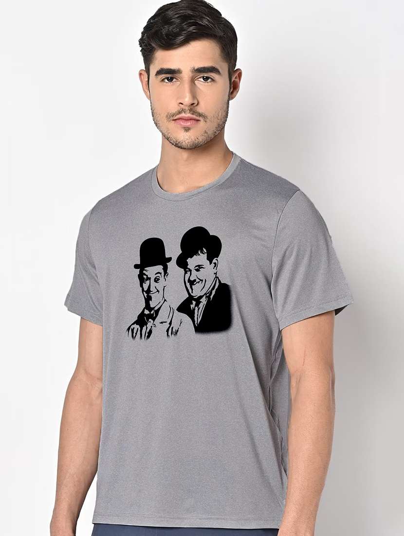 men grey round neck regular fit t-shirt - 21842577 -  Standard Image - 1