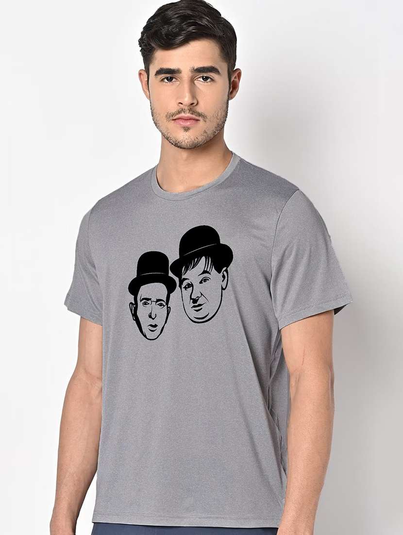 men grey round neck regular fit t-shirt - 21842578 -  Standard Image - 1