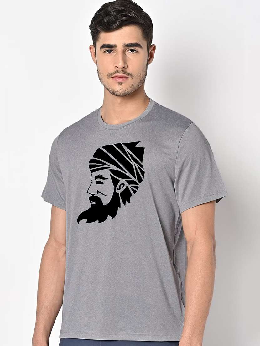 men grey round neck regular fit t-shirt - 21842580 -  Standard Image - 1