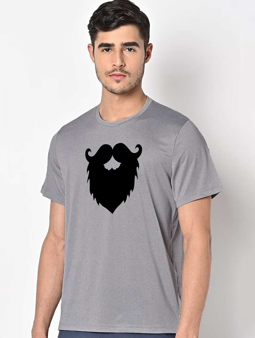 men grey round neck regular fit t-shirt - 21842581 -  Standard Image - 1