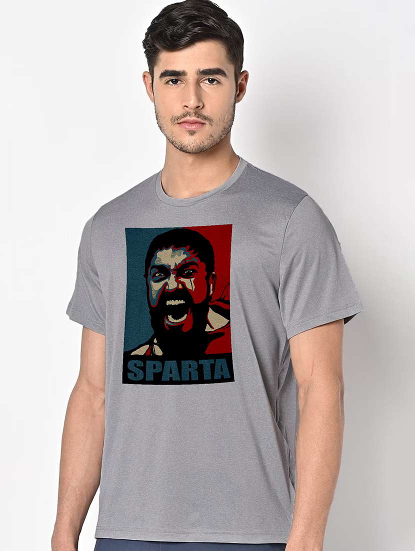 men grey round neck regular fit t-shirt - 21842582 -  Standard Image - 1