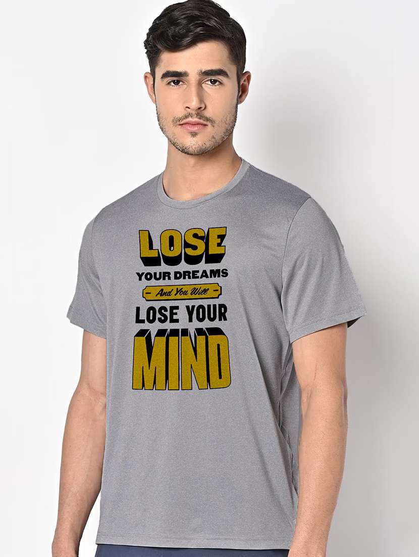 men grey round neck regular fit t-shirt - 21842586 -  Standard Image - 1