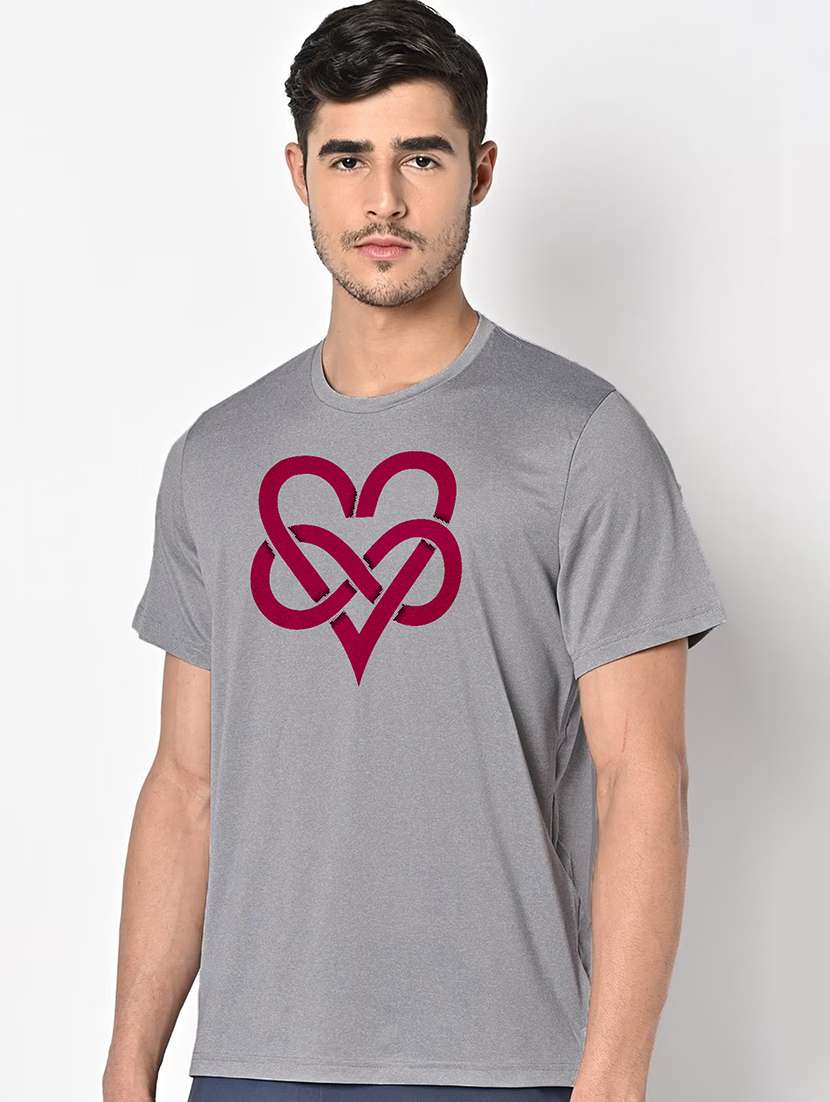 men grey round neck regular fit t-shirt - 21842588 - Standard Image - 1