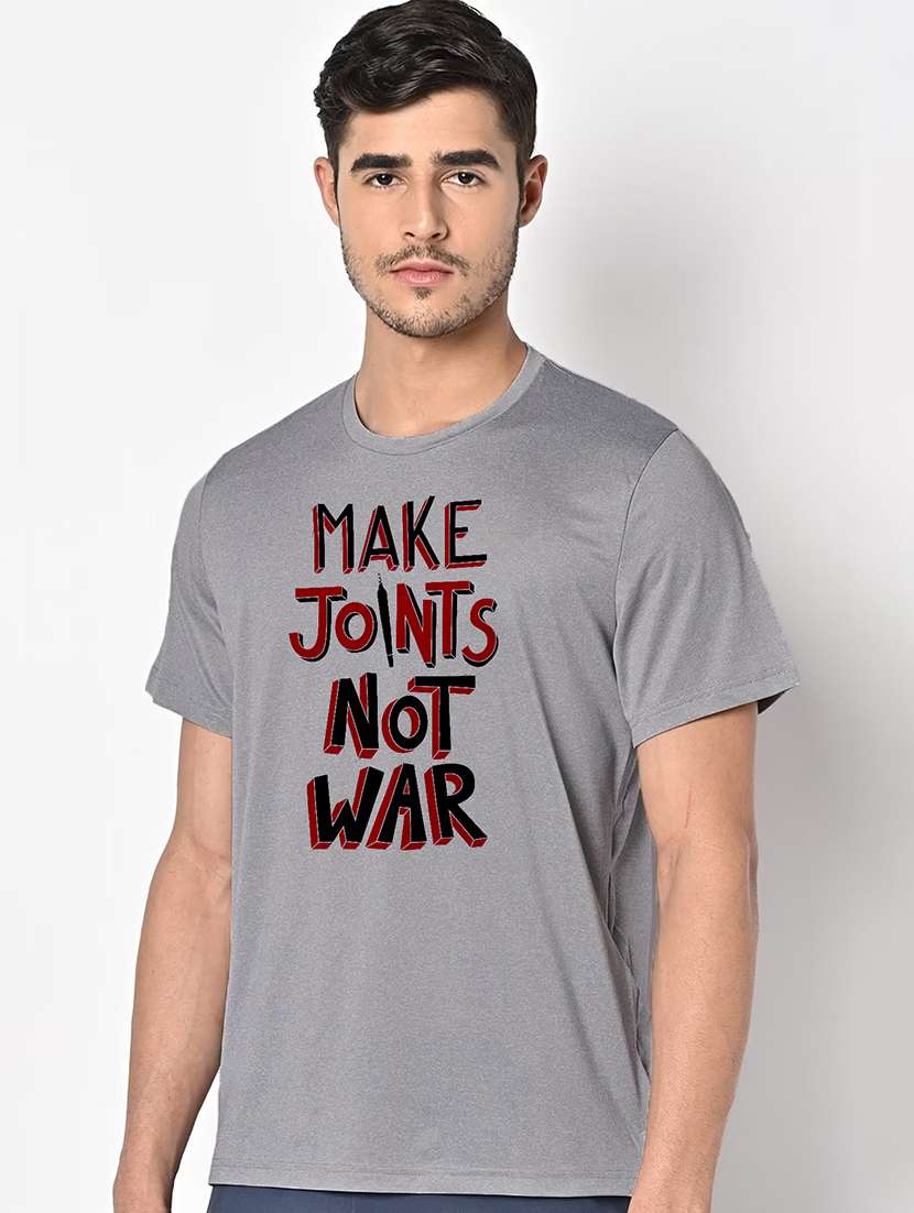 men grey round neck regular fit t-shirt - 21842595 - Standard Image - 1
