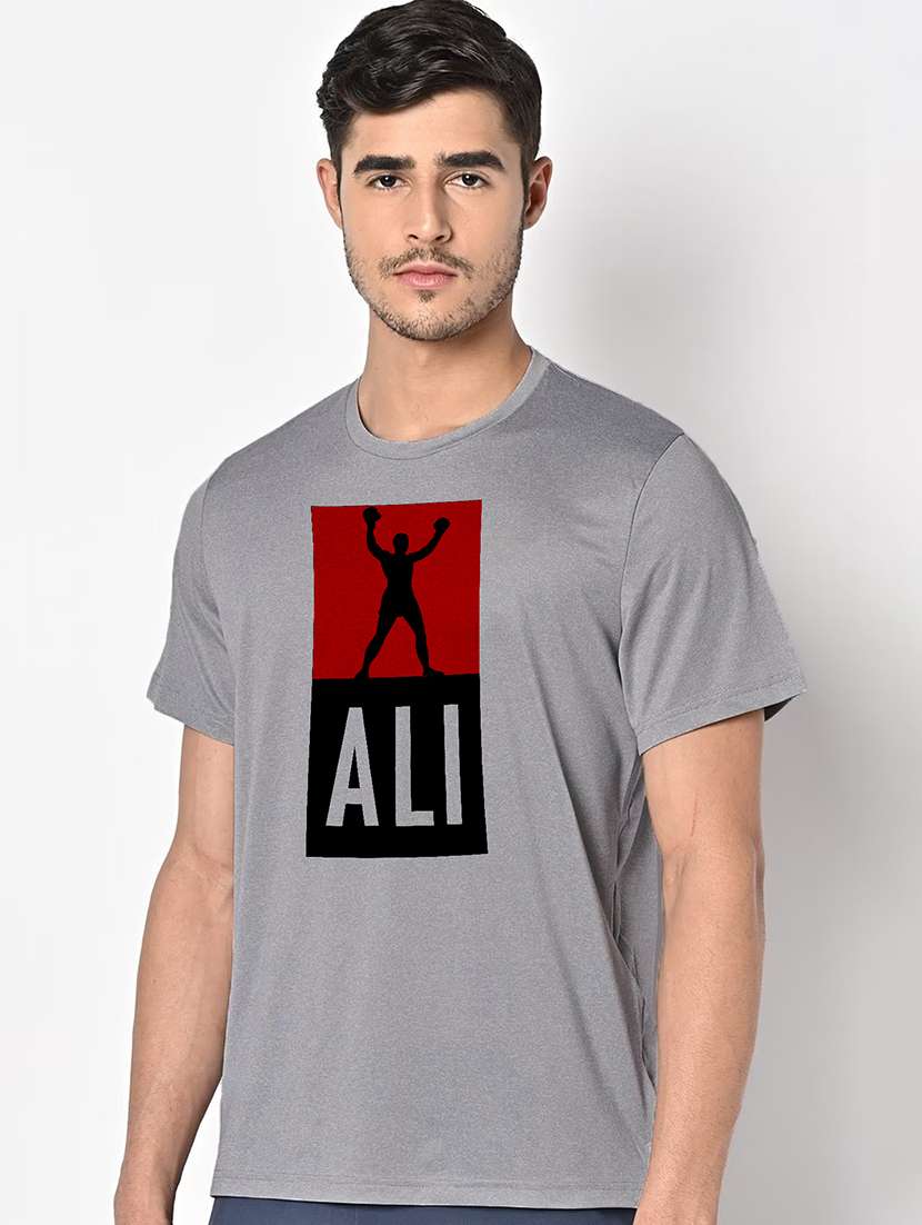 men grey round neck regular fit t-shirt - 21842601 -  Standard Image - 1