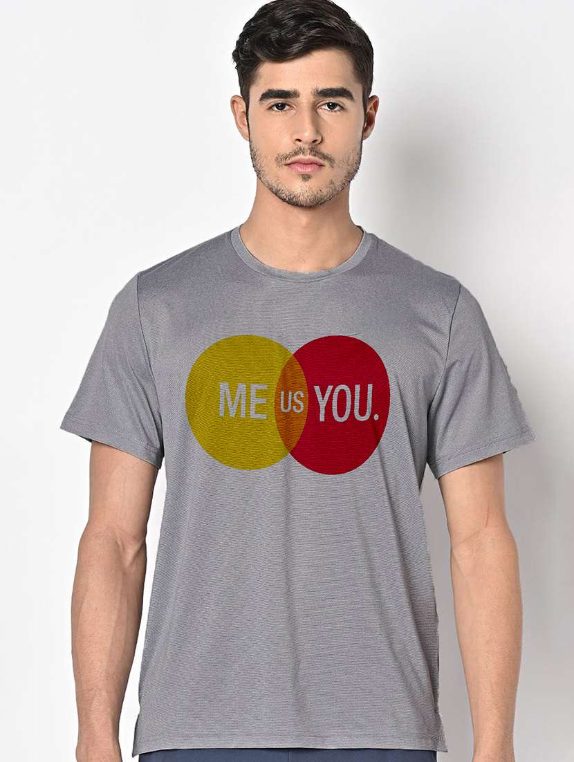 men grey round neck regular fit t-shirt