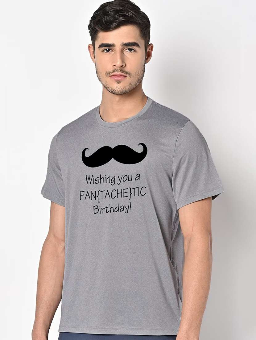 men grey round neck regular fit t-shirt - 21842609 -  Standard Image - 1